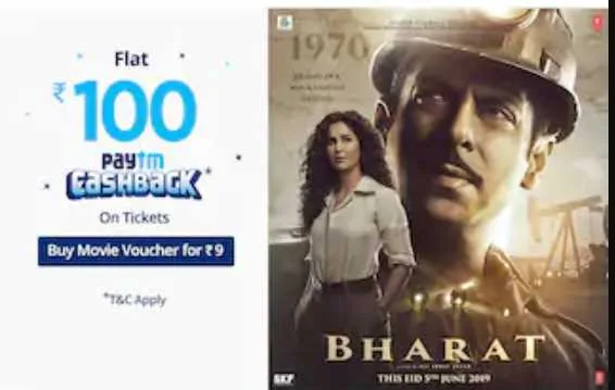 PayTM Bharat Movie Offer – Get 100% Cashback Upto Rs.100 on Movie Tickets