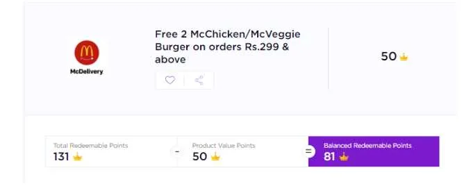 TImesPoints Loot – Get 2 Free Burgers from McDonald’s on Order above Rs.299