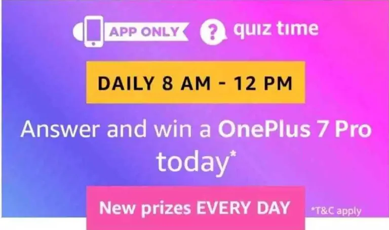 Amazon 18 August Quiz Answers – Answer & Win OnePlus 7 Pro