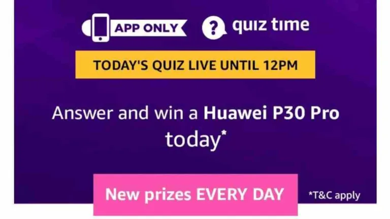 Amazon 25 August Quiz Answers – Answer & Win Huawei P30