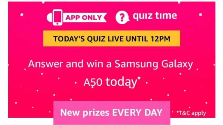 Amazon 4 August Quiz Answers – Answer & Win Samsung A50