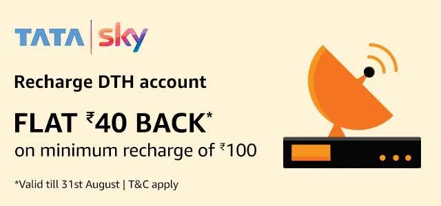 TataSky Offer – Get Rs.40 Cashback on Rs.100 Recharge