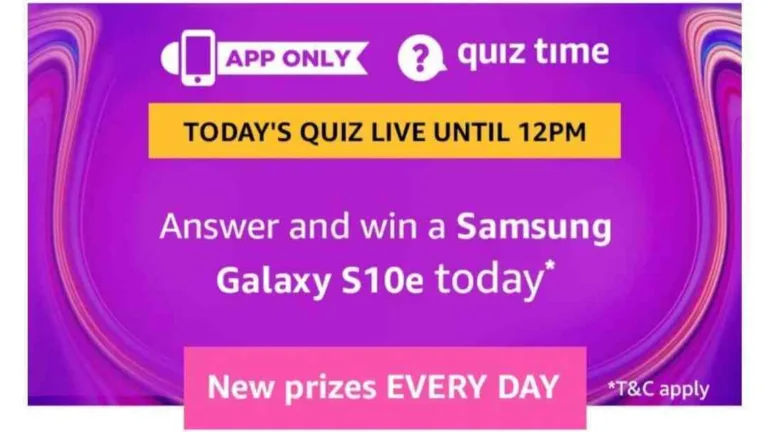 Amazon 8th September Quiz Answers – Answer & Win Samsung S10e