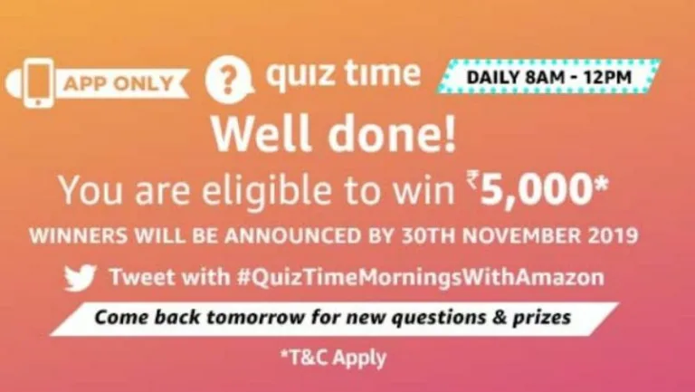 Amazon 31st October Quiz Answers – Answer & Win Rs.5000