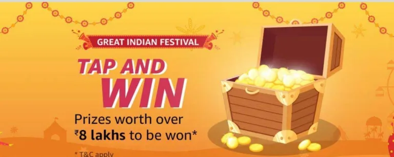 [Great Indian Festival Special]Amazon Tap & Win – Just tap & Win Amazon Pay Cash or other Prizes