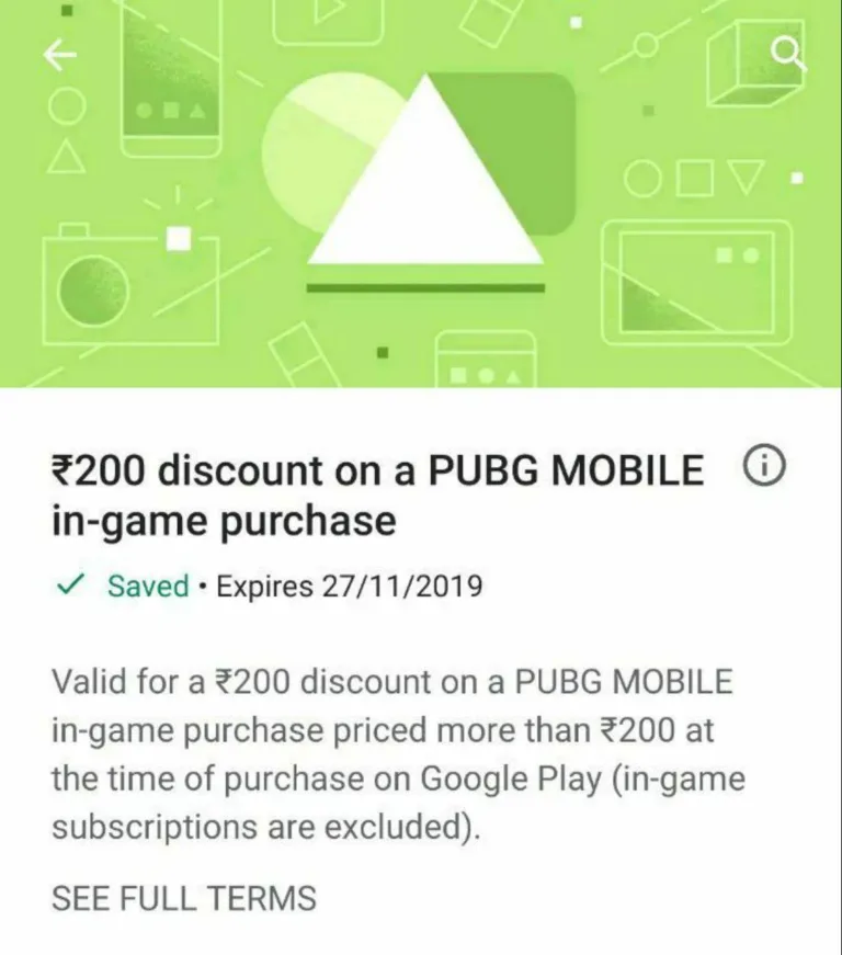 (User Specific)Google Play Store Free Credits – Get Upto Rs.250 off on PUBG Mobile in Game Purchase