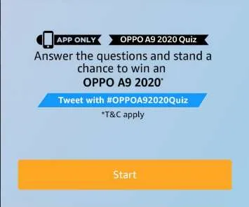 Amazon Oppo A9 2020 Quiz Answers –  Oppo A9 Smartphone