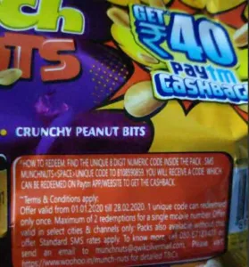 Paytm Munch Nuts Offer : Get Rs.40 PayTM Cash on Rs.20 Much Pack 2 PayTM Munch nuts offer