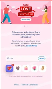 Airtel Love in the Air Offer - Collect 5 Stickers & Win Amazon Gift Card & More 2 Airtel