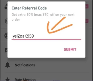 meesho referral code