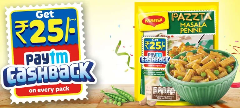 Paytm Maggi Pasta Offer – Get Rs.25 PayTM Cash on Rs.25 Maggi Pazzta Pack