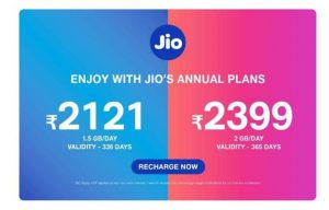 Jio New Annual And Work From Home Packs :- Hi there. Welcome to BigTricks. We are back with another post. Jio keeps on bringing new recharge plans and offers for its customers and stays ahead in it's fields. This time, Jio has launched some new Annual and Work From Home plans. These plans are launched to compete with other companies and keep Jio ahead in the game. Also Read - Jio Recharge & Cashback Offers – All Cashback & Plans offers For Jio Like the name suggests, Jio Annual plan is of 365 days and is an addition to Jio's Rs. 2121 plan which was for 336 days.  Also, there are some new Work From Home plans. These Work From Home plans are like addons and which work only after your daily data expires. You need an active plan to use addons with. Validity of addons will depend on your active plan. These work from home plans are best suited for people who doesn't want their work to be left incomplete because of data issues. Addons are must as one never knows when they might come in hand. So, let's get ahead and let me introduce you to the new plans. Jio New Annual And Work From Home Packs Rate and Benefits :- Jio Rs. 2399 Annual Plan :- This is of Rs. 2399 and will be valid for a period of 365 days. Jio Rs. 2399 Annual Plan offers 2 GB Data per Day, unlimited voice and unlimited SMS. There's no FUP limits like Jio Rs. 2121 Annual Plan which had a limit of 12000 minutes for non-Jio calls. Also, this has a validity of 365 days (more than Rs. 2121 plan). Vodafone-Idea has Rs 2,399 prepaid pack in which users will get 1.5GB/day of data and 100 SMS/day and unlimited calling without any FUP limits whereas Airtel has Rs 2,398 provides 1.5GB/day of data and 100 SMS/day and unlimited calling without any FUP limits. Clearly, Jio is offering more. Jio New Work From Home Plans :- There are three new addon plans launched by Jio. They include Rs. 151 pack which offers 30GB of data, Rs. 201 plan that offers 40GB of data and Rs. 251 pack that offers 50GB data. There is no change in older addon plans.