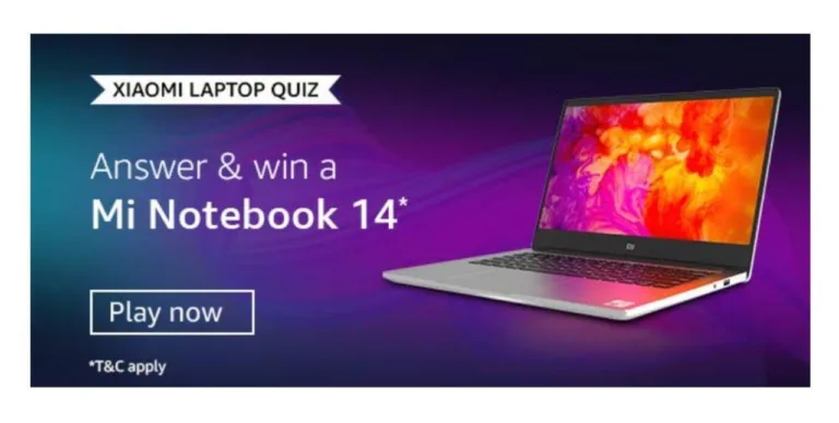 Amazon Mi Laptop Quiz – Answer & Win Mi Notebook 14 #XiaomiAmazonQuiz