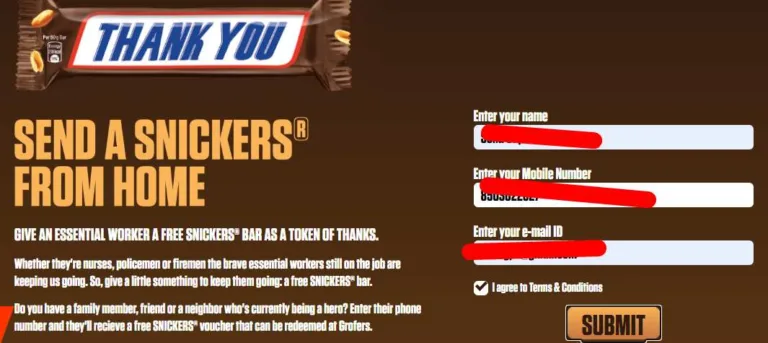 Snickers From Home – Register & Get Rs.100 Off Grofers Voucher Instantly