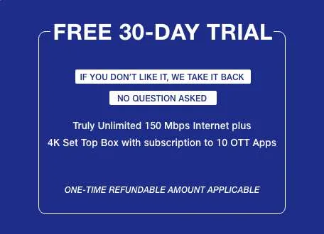 [New Plans]Jio Fiber Welcome Offer – FREE 30 Days Trial With Unlimited Data & OTT Subscriptions