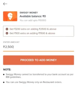 Swiggy Add Money Offer