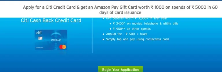 💰Get Rs.1000 Amazon Pay Voucher On Applying Citibank Credit Card: Extra 5% Cashback on Shopping