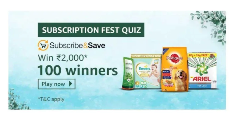 [Answers Added] Amazon Subscription Fest – Answer & 100 Winners will get Rs.2000