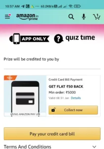 Amazon Credit Card Bill Payment Quiz: Answer & Win Assured Rs.50 Cashback Coupon on Credit Card Bills 3 Amazon
