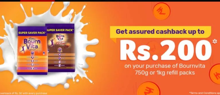 Free Rs.50 – Rs.200 Amazon Pay Cash With Cadbury Bournvita Pack