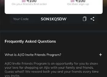 (SON1KQ5DW) Ajio Referral Code : Rs.500 Free Shopping on Signup & Rs.200 Per Referral 4 truecaller upi