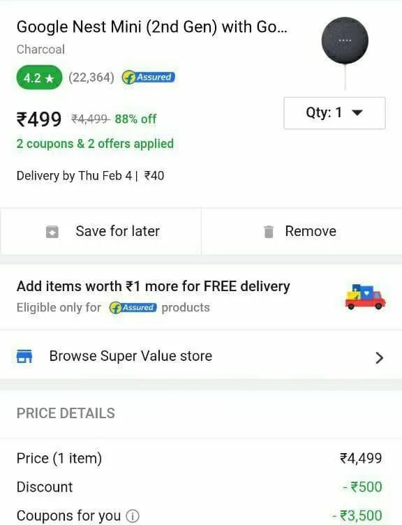 Google Nest Mini Offers – Get Google Nest Mini at Rs.499