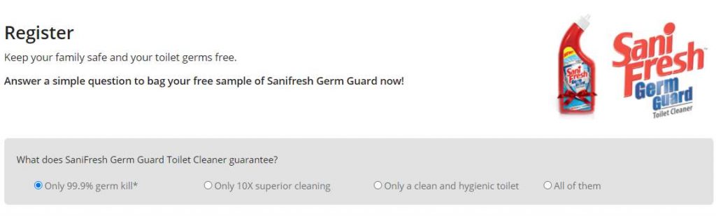 Sani Fresh Germ Guard Free Sample 1 sani fresh