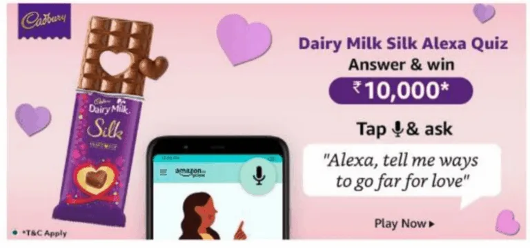 Amazon Dairy Milk Silk Alexa Quiz Answers: Win Rs.10000