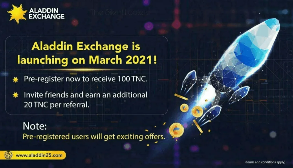 Aladdin Exchange Referral Offer - Get 100 TNC on Signup For Free + 20 TNC Per referral 3 Aladdin