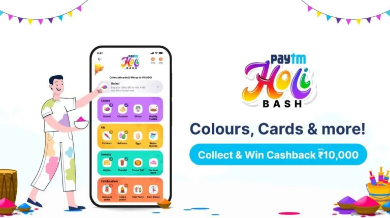 [😎300+Giveaway]PayTM Holi Bash Offer: Earn Upto ₹10000 By Collecting Cards