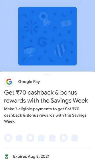 GPay Savings Week Offer – Get ₹70 Cashback on 7 Transactions