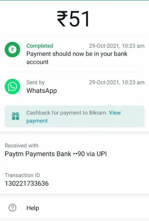 Whatsapp UPI Offers: Get Rs.251 Cashback on Send Money | User Specific