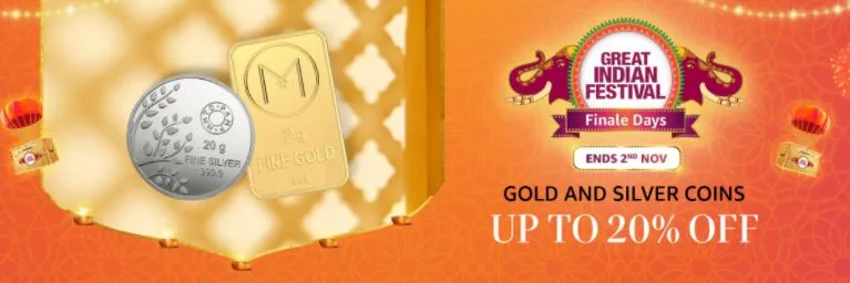 Amazon Dhanteras Special : Purchase Gold & Silver Coins with 999 Purity and Bank discounts