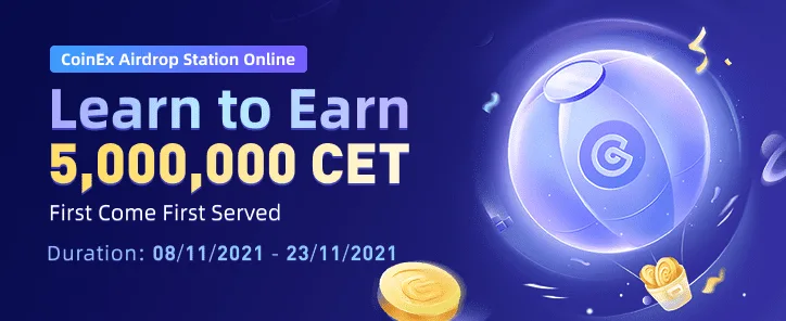 [❌over]CoinEx Airdrop : Free 50 CET tokens worth ₹350 on signup