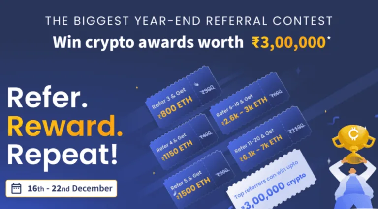 [Extended] CoinDCX Refer & Earn Offer – Free ₹100 ETH on Signup | ₹300 ETH on Referral