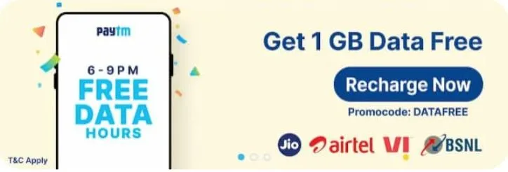 PayTM Free Data Offer: Get 100% Cashback on Data Recharge Plans