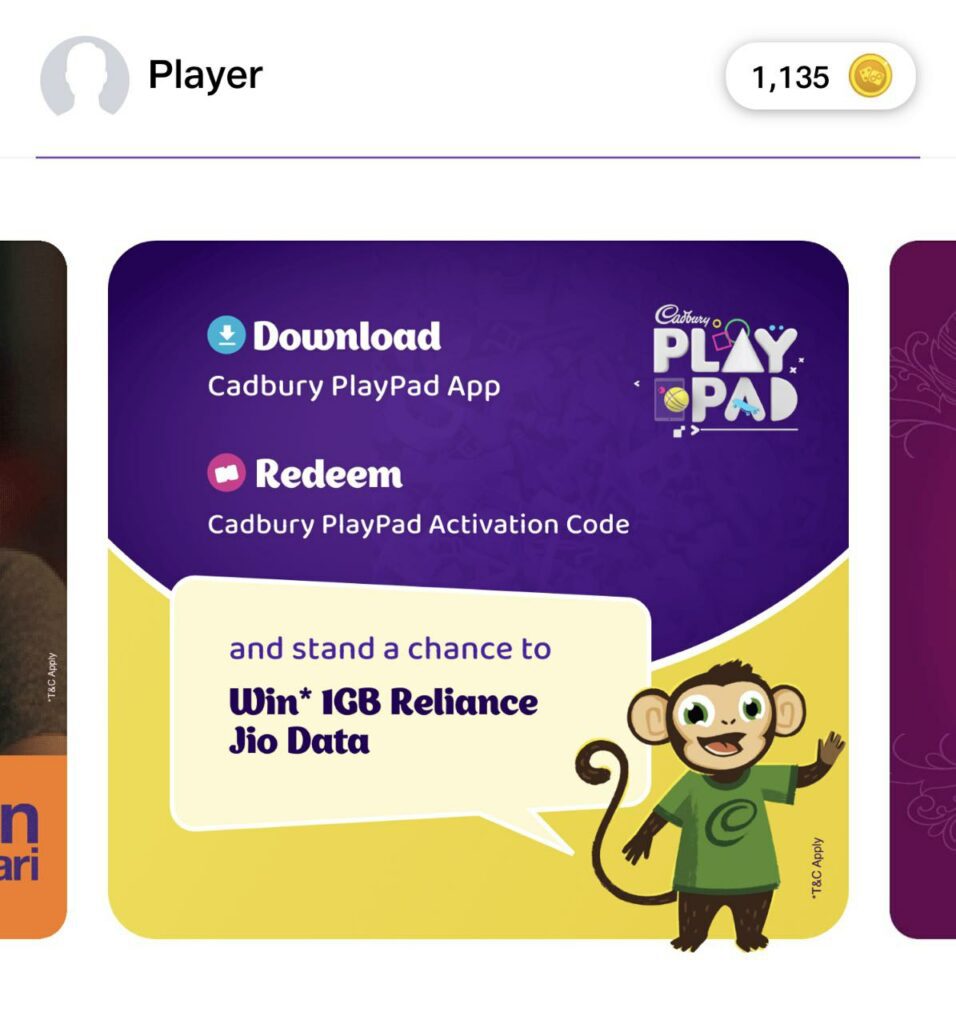 MyJio Cadbury Play Pad Offer - Win 1GB Free Jio Data | Proof Added 1 freedata