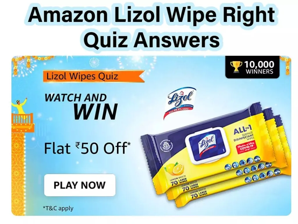 Amazon Lizol Quiz Answers | Lizol Products Flat ₹50 Off 1