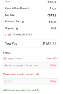 Clovia Affiliate Code