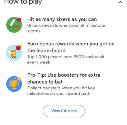 Google Pay Tez Shots- Play Cricket, Score & Win to ₹650 Cashback