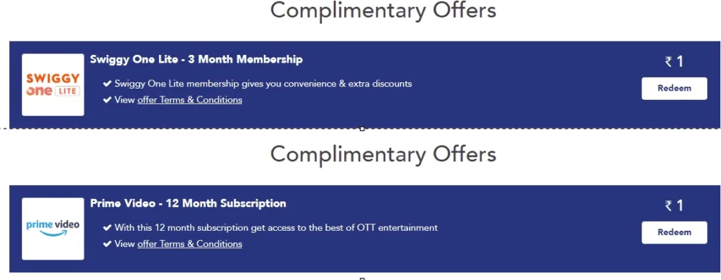 Free 1 Year Amazon Prime, Swiggy One and many More Memberships with Selected Rupay Cards 3 rupay platinum debit card