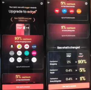 Jupiter Edge+ Credit Card  : 10% Cashback on Amazon and Flipkart + Free Amazon Prime membership + Rs.500 on First transaction