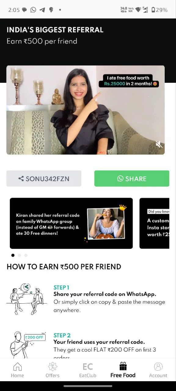 [SONU342FZN] Eatclub Referral Coupon Code 2026: Flat ₹600 OFF on First 3 Orders + Earn ₹500 Cash
