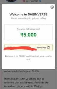 [₹1000] Shein SHEINVERSE:  Free ₹1000 Shopping Voucher Free Instantly