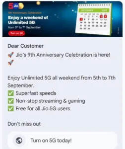 Jio Free 5G Data