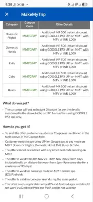 MakeMyTrip Muhurat Offer: Grab a Flat ₹500 Discount on Flights, Trains, Buses & Cabs! 2 MakeMyTrip Google Pay Offer