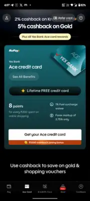 Kredit.Pe Yes Ace Credit Card - Get ₹1000 Cashback as Joining Bonus + Unlimited 3% Cashback on UPI 2 Kredit.pe