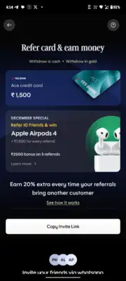 Kredit.Pe Yes Ace Credit Card - Get ₹1000 Cashback as Joining Bonus + Unlimited 3% Cashback on UPI 4 Kredit.pe