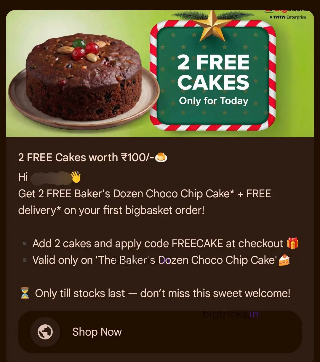 Free Cakes Offer