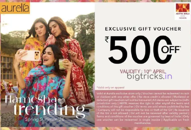 Aurelia Loot: Get Free ₹500 Women Shopping Voucher
